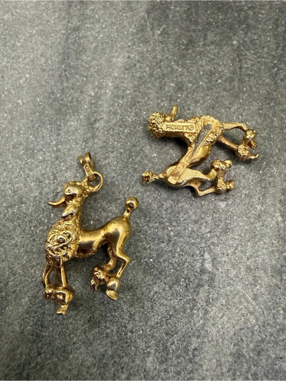 Vintage Monet Gold Poodle Dog Pendant Necklace Charm - Picture 2 of 6